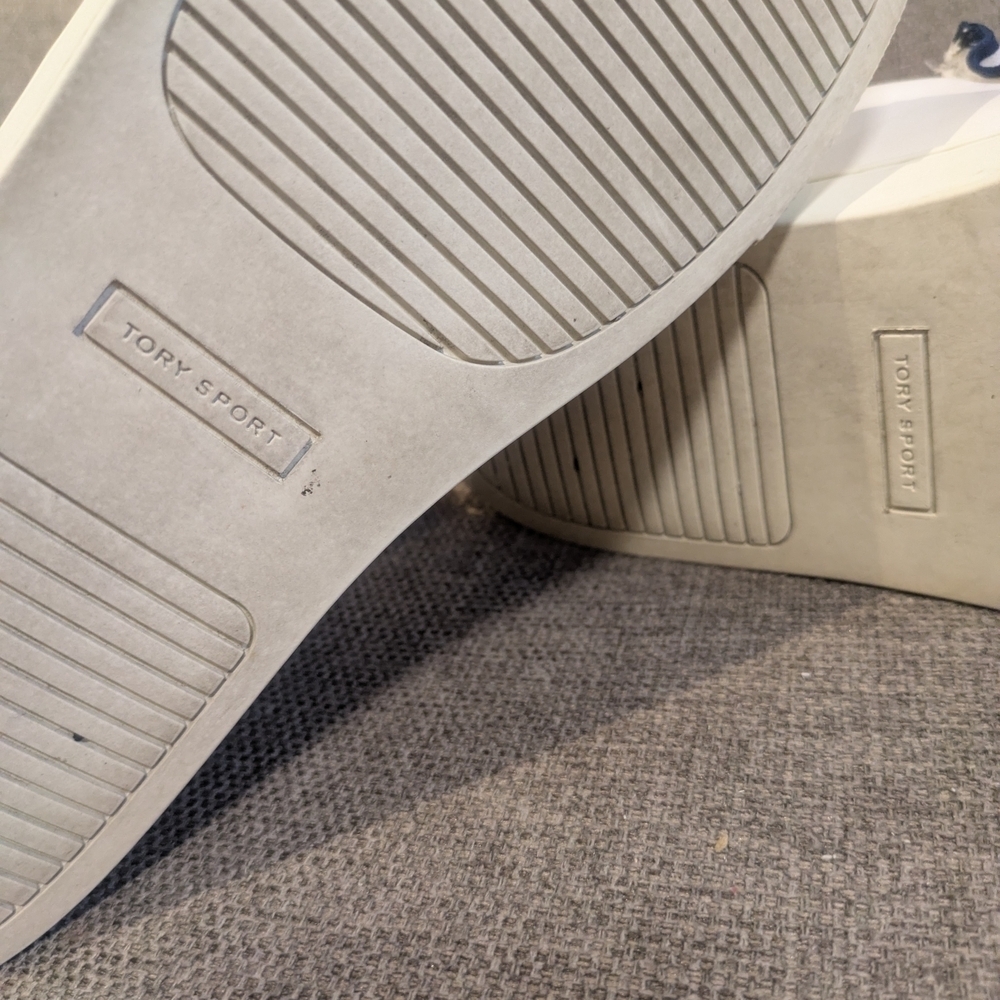 Tory Burch Sport White & Blue Leather Sneakers | Minimalist Casual Shoes - Picture 12 of 12